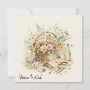 Invitation Panier de pique-nique avec bouteille de vin Annive