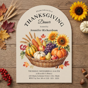 Invitation Panier de récolte d'automne chaud aquarelle Thanks