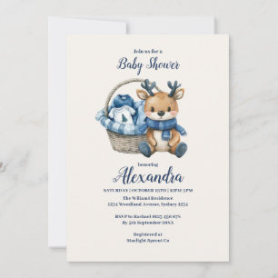 Invitation Panier de rennes bleus Baby shower