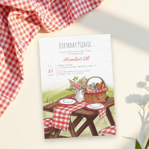 Invitation Panier de Table de Pique-Nique Été Rouge 21e Anniv