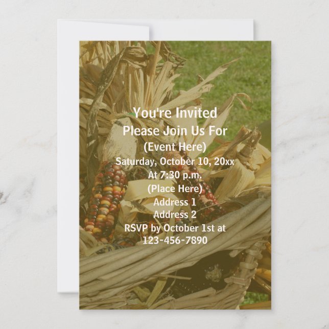 Invitation Panier en osier du maïs indien automne (Devant)