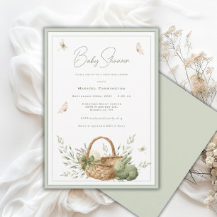 Invitation Panier rustique élégant Baby Shower de verdure