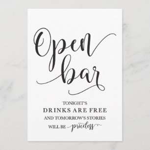 Invitation Panneau d'alcool Mariage Open Bar