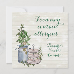 Invitation Panneau d'allergène alimentaire pour thé de ferme