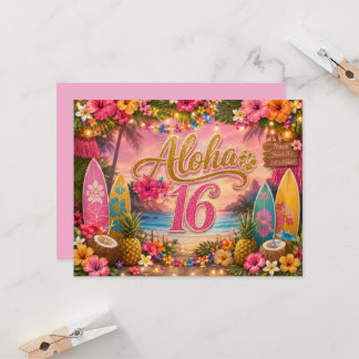 Invitation Panneau d'anniversaire Aloha Sweet 16