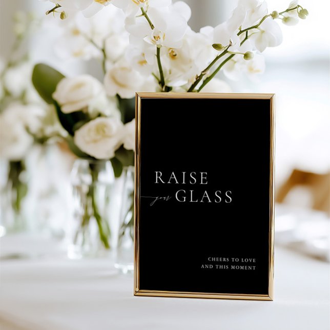 Invitation Panneau de bar de mariage minimaliste noir et blan (Minimalist Black & White Wedding Bar Sign)