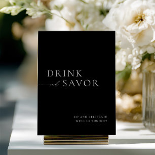 Invitation Panneau de bar de mariage moderne blanc pour boire
