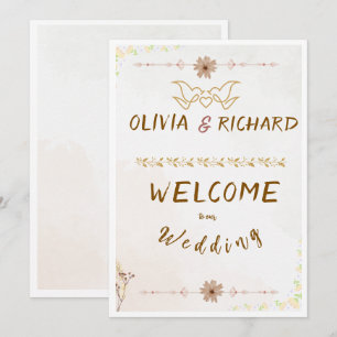 Invitation Panneau de bienvenue de mariage avec fleurs person