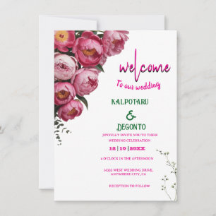 Invitation Panneau de bienvenue de mariage floral rose élégan