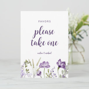 Invitation Panneau de Cadeaux de Mariage Fleur Card Lavande V