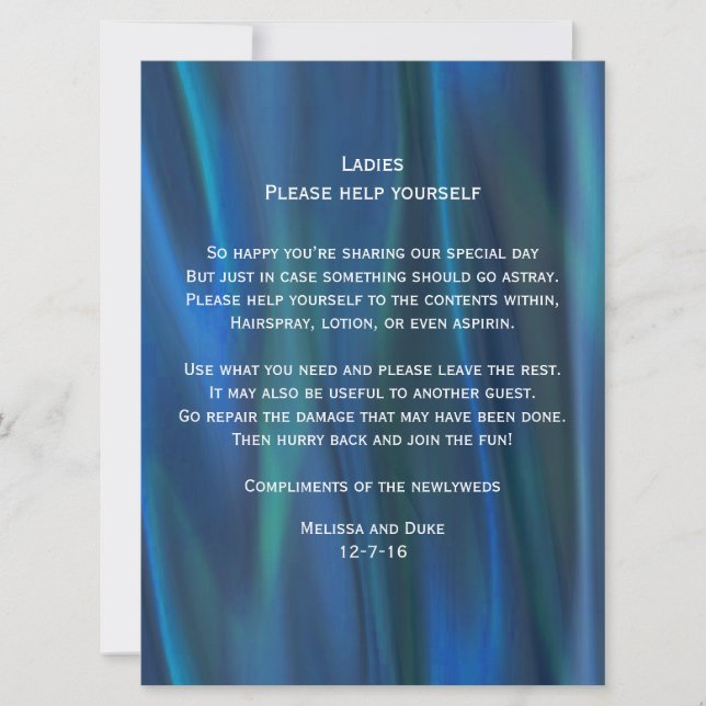 Invitation Panneau de corbeille de mariage en satin bleu (Devant)