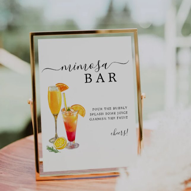 Invitation Panneau de la barre de Mimosa, Panneau de la barre (Mimosa Bar Sign, Minimalist Wedding Bar Sign, Invitation)
