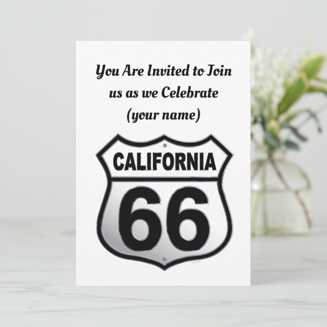 Invitation Panneau de la route californienne 66 (Debout devant)