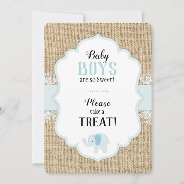Invitation Panneau de la table de Baby shower bleu de dentell (Devant)