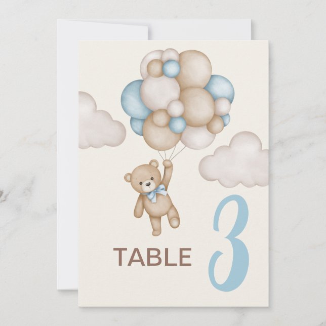 Invitation Panneau de la table du Baby shower Garçon Teddy Be (Devant)