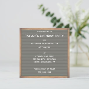 Invitation Panneau de lettre gris pour toute occasion personn