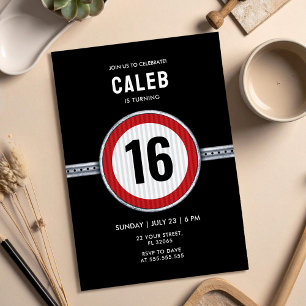 Invitation Panneau de limitation de vitesse pour 16 ans - TOU