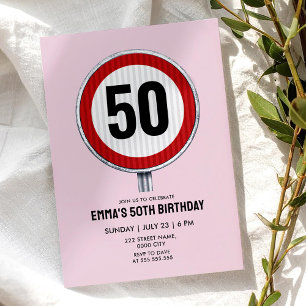 Invitation Panneau de limitation de vitesse TOUT ÂGE 50e anni