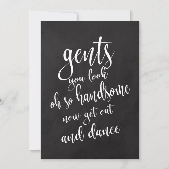 Invitation Panneau de mariage à la craie pour toilettes homme (Devant)