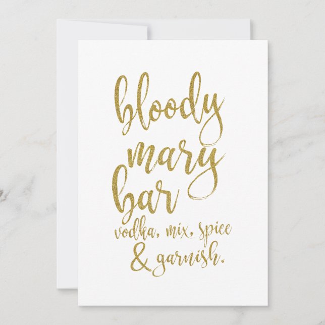 Invitation Panneau de mariage abordable Bloody Mary Bar or (Devant)