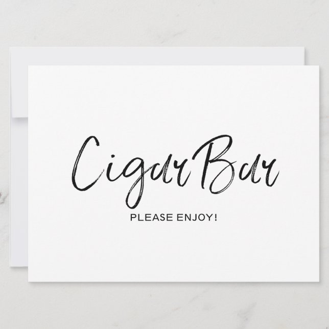 Invitation Panneau de mariage "Bar à cigares" | lettrage élég (Devant)