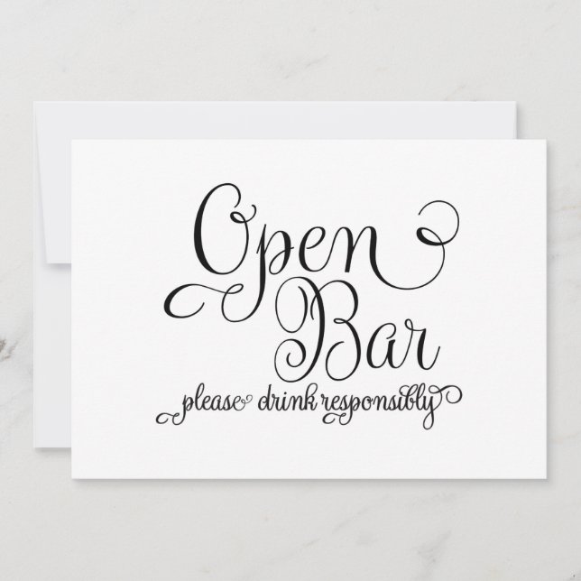 Invitation Panneau de mariage bar ouvert (Devant)