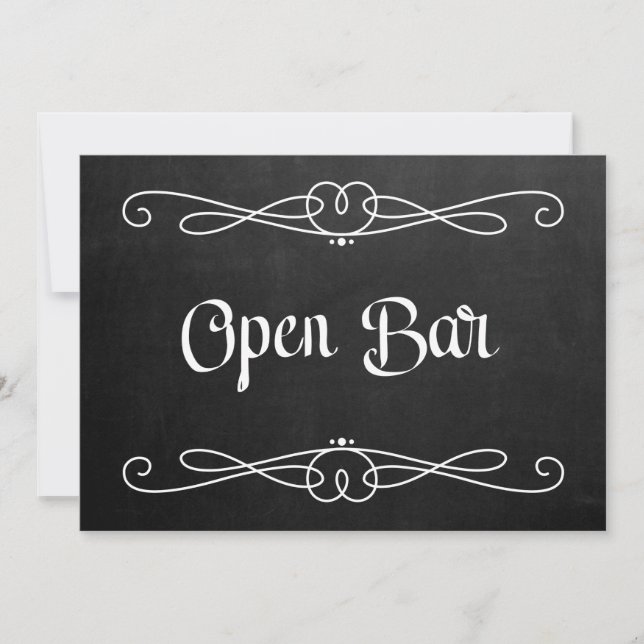 Invitation Panneau de mariage "Bar Ouvert" style tableau noir (Devant)