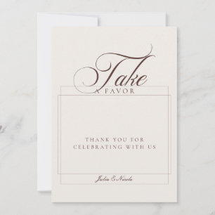 Invitation Panneau de mariage classique ivoire marron Take A