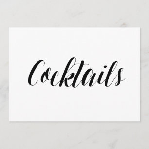 Invitation Panneau de mariage "Cocktails" de style calligraph