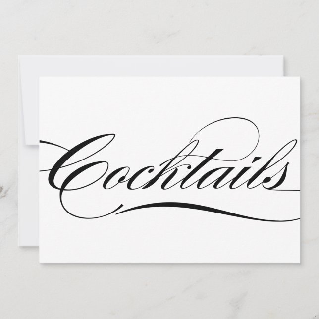 Invitation Panneau de mariage cocktails élégant noir calligra (Devant)