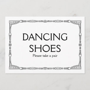 Invitation Panneau de mariage de style Art déco "Dancing Shoe