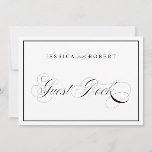 Invitation Panneau de mariage élégant Livre d'or Bordure noir