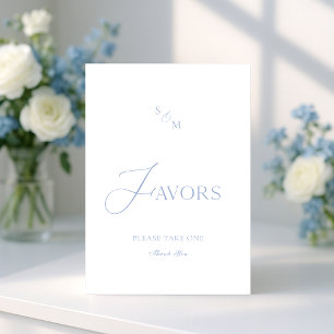Invitation Panneau de mariage « Favors » en bleu poussiéreux