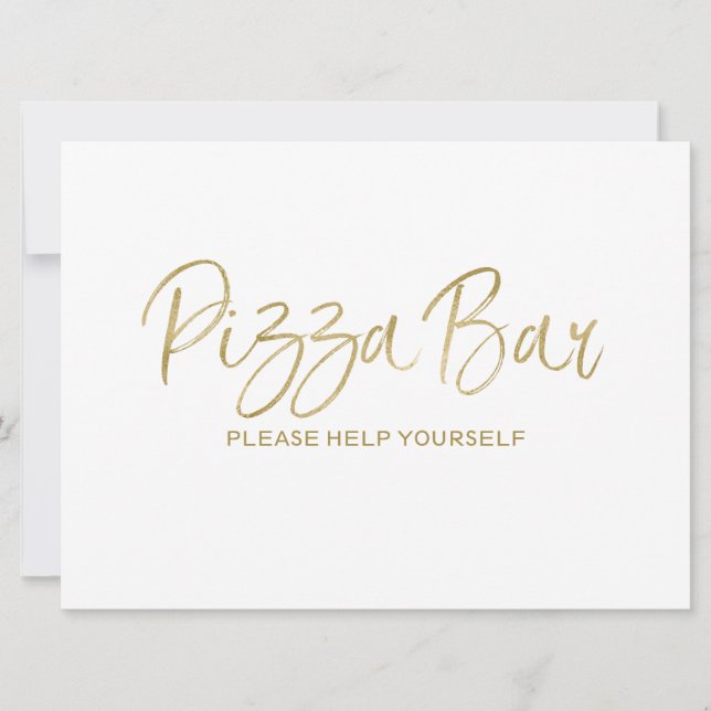 Invitation Panneau de mariage "Pizza Bar" | Doré élégant (Devant)