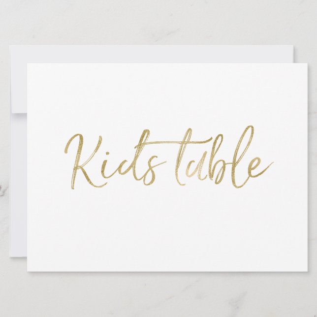 Invitation Panneau de mariage "Table des enfants" | Lettres d (Devant)