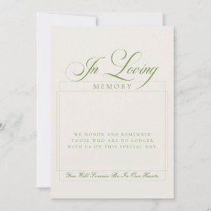 Invitation Panneau de mémoire classique en ivoire vert écritu