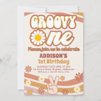 Panneau de Paix Retro Daisies Super un 1er anniver