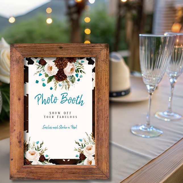 Invitation Panneau de Photomaton Fleurs Sauvages Bohème Occid (Western Boho Wildflowers Photo Booth Sign)
