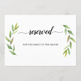 Invitation Panneau de siège Mariage réservé Feuille vert