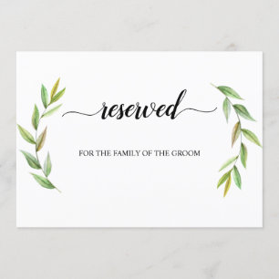 Invitation Panneau de siège Mariage réservé Feuille vert