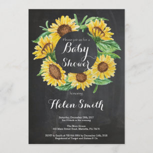 Invitation Panneau de signalisation Baby shower Sunflowers In