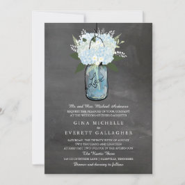 Invitation Panneau de signalisation bleu Hydrangea Mason Jar