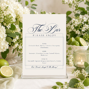 Invitation Panneau de signalisation The Bar en bleu marine cl