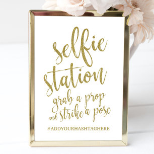 Invitation Panneau de Station Selfie Pailleté Or Abordable