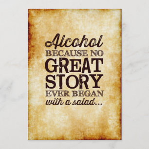 Invitation Panneau de table en parchemin 5x7 Alcool Parce que