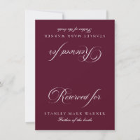 Panneau de table réservé mariage Bourgogne ivoire