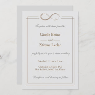 Invitation Panneau d'infini Mariage géométrique gris clair or