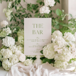 Invitation Panneau élégant Sage Green & Beige Mariage Bar