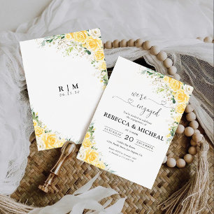 Invitation Panneau en mousse élégant floral jaune pour fête d