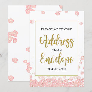 Invitation Panneau Enveloppe Fête des mariées   Rose et or